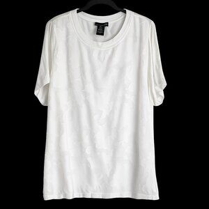 RXB White Textured Short Sleeve Blouse Women's XL Casual Minimalist Top